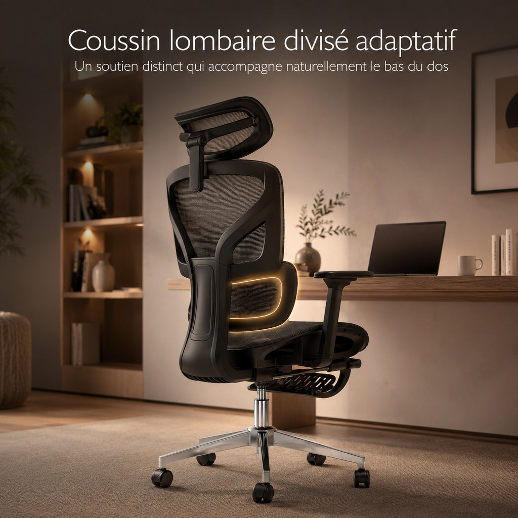 Soutien lombaire divisé adaptatif siège ERGOΛ Flex mis en évidence, intérieur chaleureux