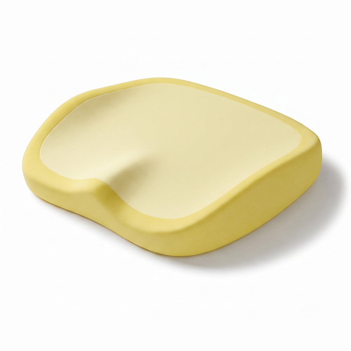 Coussin ergonomique ERGOΛ Cloud Memory, coloris Jaune, mousse mémoire anatomique, découpe coccyx, fond blanc
