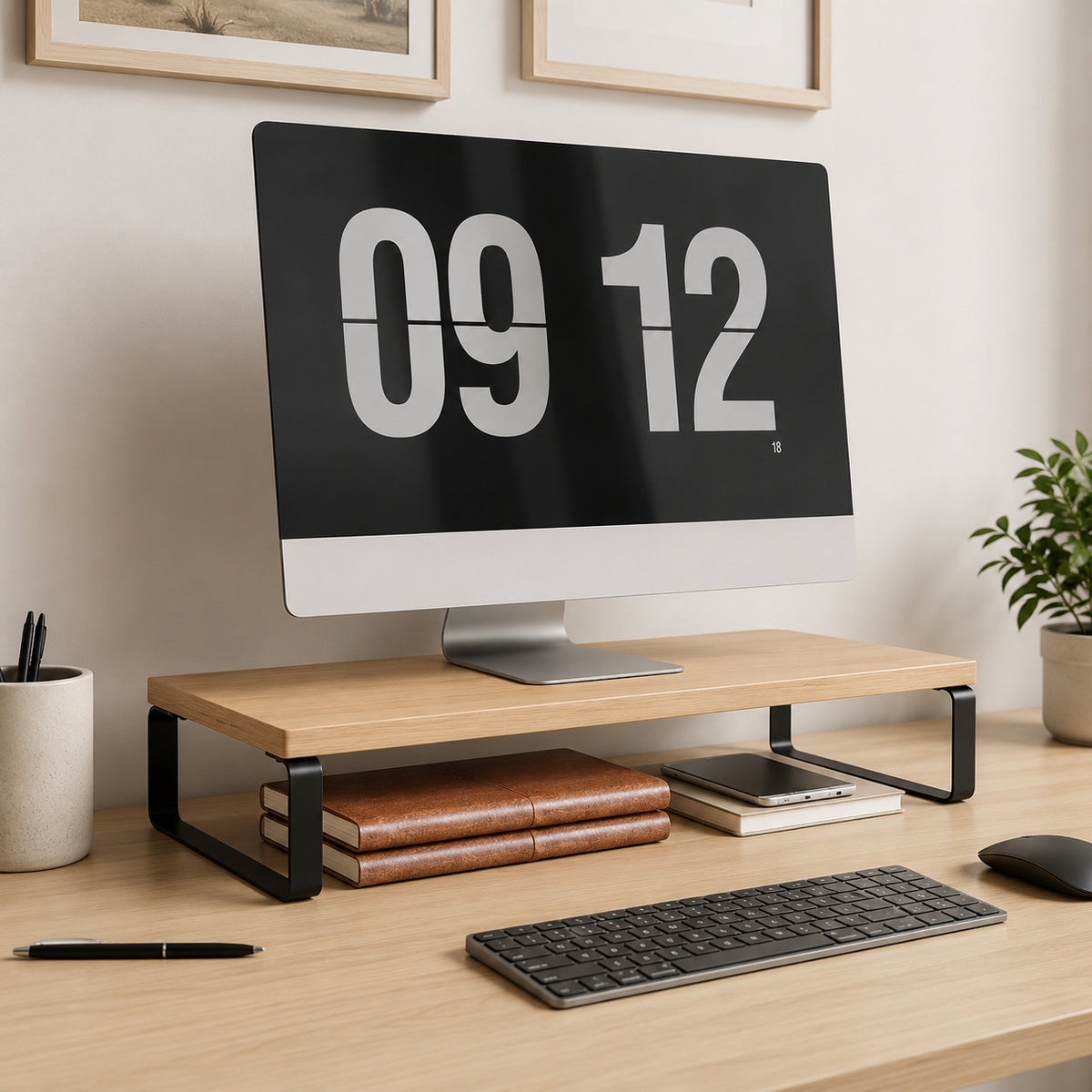 ERGOΛ Lift vu de dessous montrant l'espace rangement pour clavier et documents