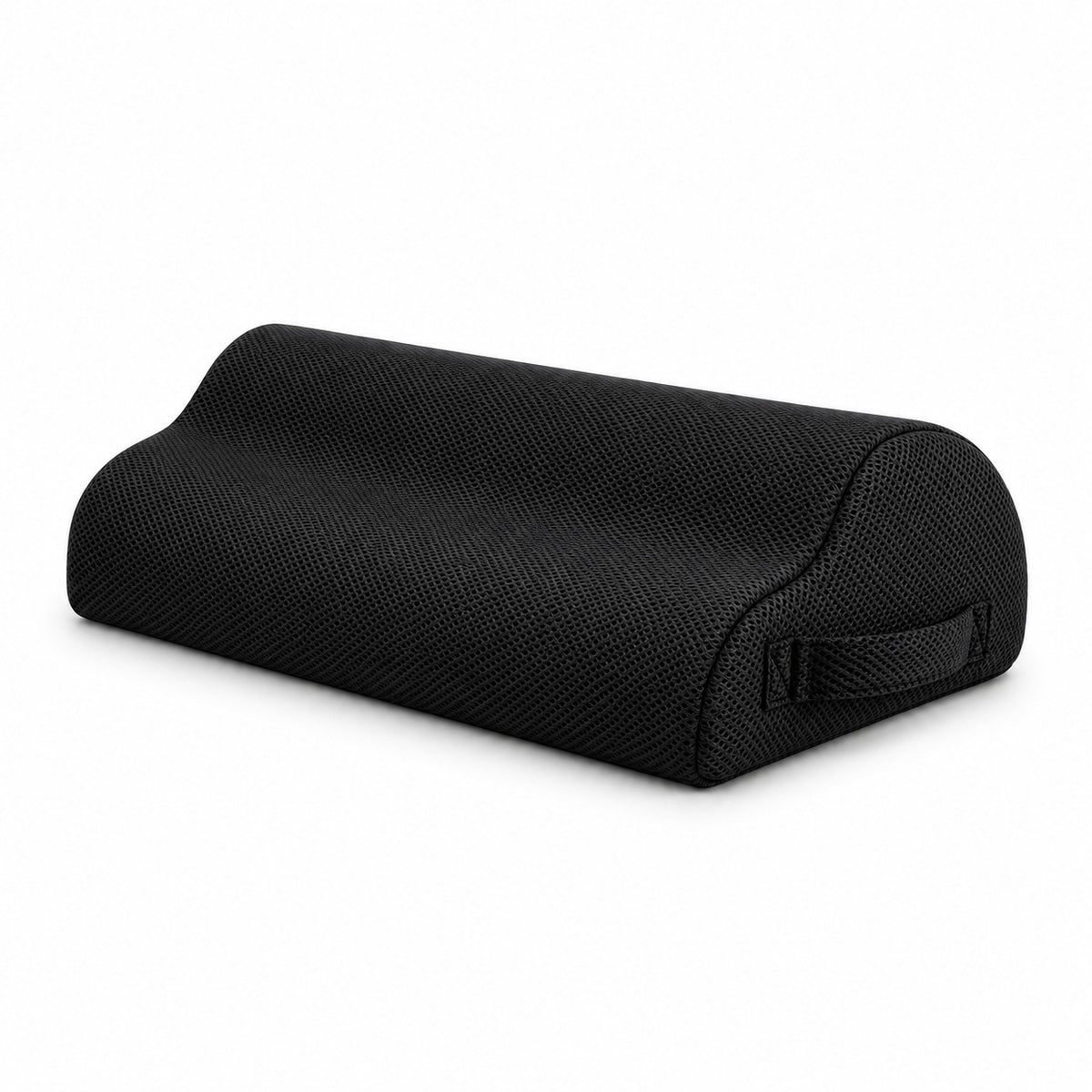 Repose-pieds ergonomique ERGOΛ Rest Cloud noir, housse mesh respirante, vue 3/4, fond blanc