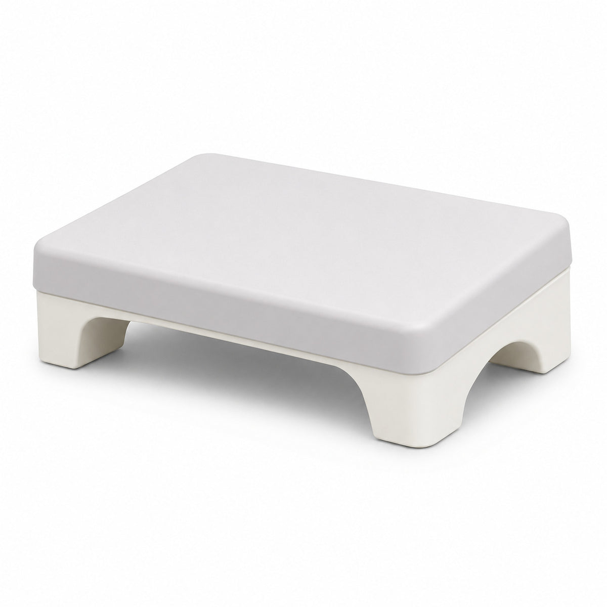 Repose-pieds ERGOΛ Rest Grip, structure polypropylène, arceau de bascule, surface rembourrée, fond blanc