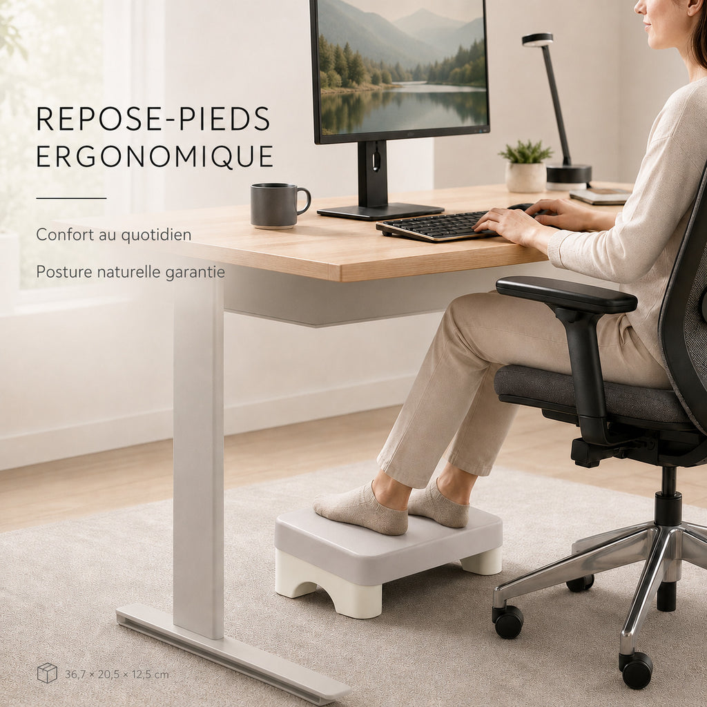 ERGOΛ Rest Grip en situation sous bureau, pieds posés en appui actif
