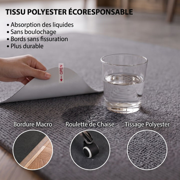 Tapis de chaise bureau ERGOΛ Shield — antidérapant, polyester 100% écologique