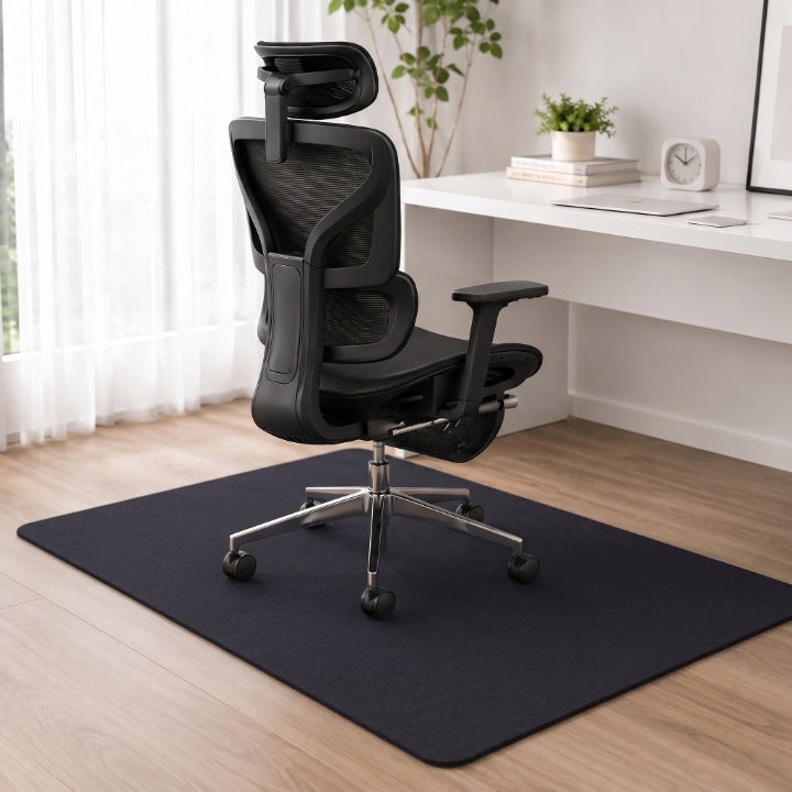 Tapis de chaise bureau ERGOΛ Shield gris anthracite — polyester premium antidérapant